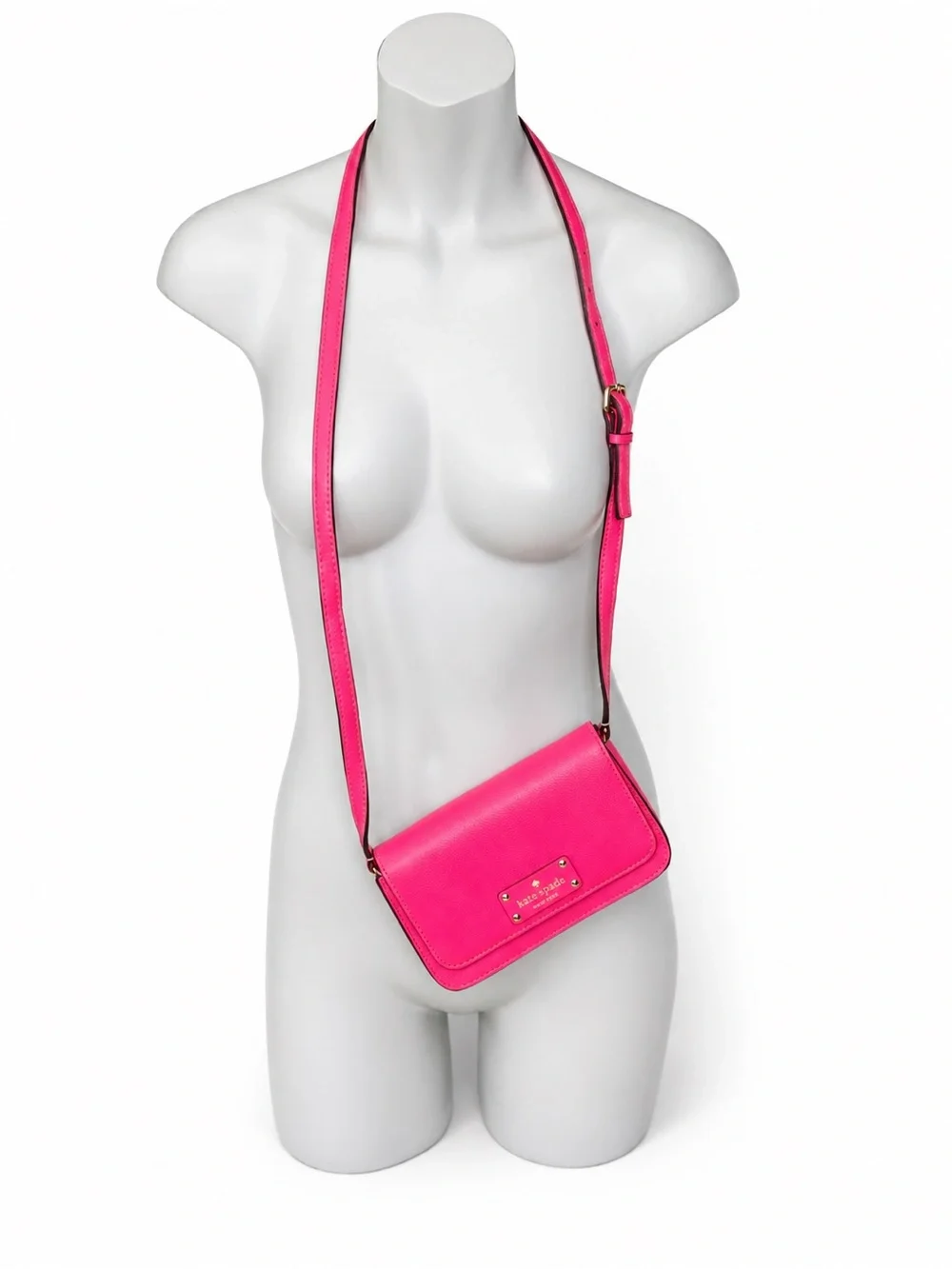 Kate Spade New York Hot Pink Leather Crossbody Wallet Purse